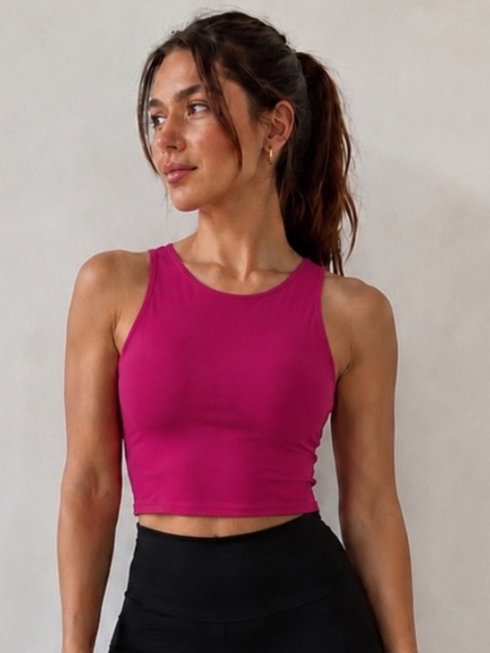 Athleta Conscious Crop Racerback Built in Bra Tank Top in Pink